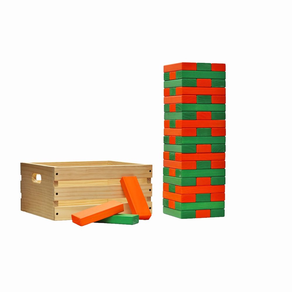 Tailgating Pros Premium Giant Toppling Timbers with Wooden Crate Choose Your Team Colors! Jumbo Outdoor Yard Game, Tower Grows to Over 5 Feet! Optional Tipsy Stickers Available!