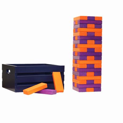 Tailgating Pros Premium Giant Toppling Timbers with Navy Crate  Choose Your Team Colors! Jumbo Outdoor Yard Game, Tower Grows to Over 5 Feet!  Optional Tipsy Stickers Available!