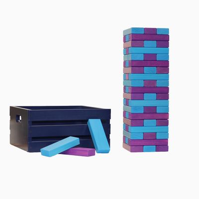 Tailgating Pros Premium Giant Toppling Timbers with Navy Crate  Choose Your Team Colors! Jumbo Outdoor Yard Game, Tower Grows to Over 5 Feet!  Optional Tipsy Stickers Available!