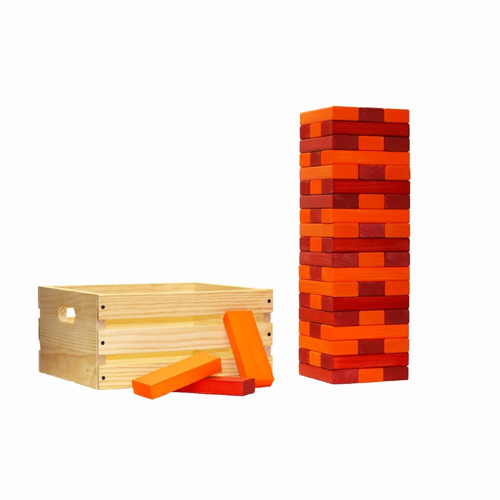 Tailgating Pros Premium Giant Toppling Timbers with Wooden Crate Choose Your Team Colors! Jumbo Outdoor Yard Game, Tower Grows to Over 5 Feet! Optional Tipsy Stickers Available!