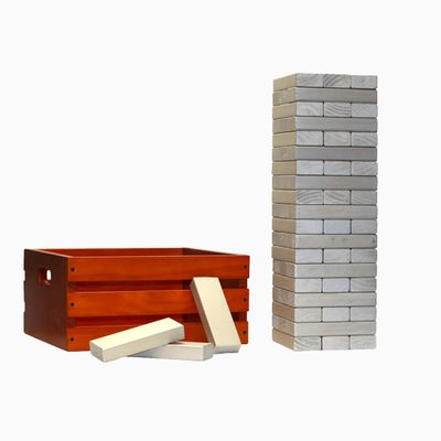 Tailgating Pros Premium Giant Toppling Timbers with Stained Crate  Choose Your Team Colors! Jumbo Outdoor Yard Game, Tower Grows to Over 5 Feet! Optional Tipsy Stickers Available!