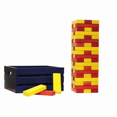 Tailgating Pros Premium Giant Toppling Timbers with Navy Crate  Choose Your Team Colors! Jumbo Outdoor Yard Game, Tower Grows to Over 5 Feet! Optional Tipsy Stickers Available!