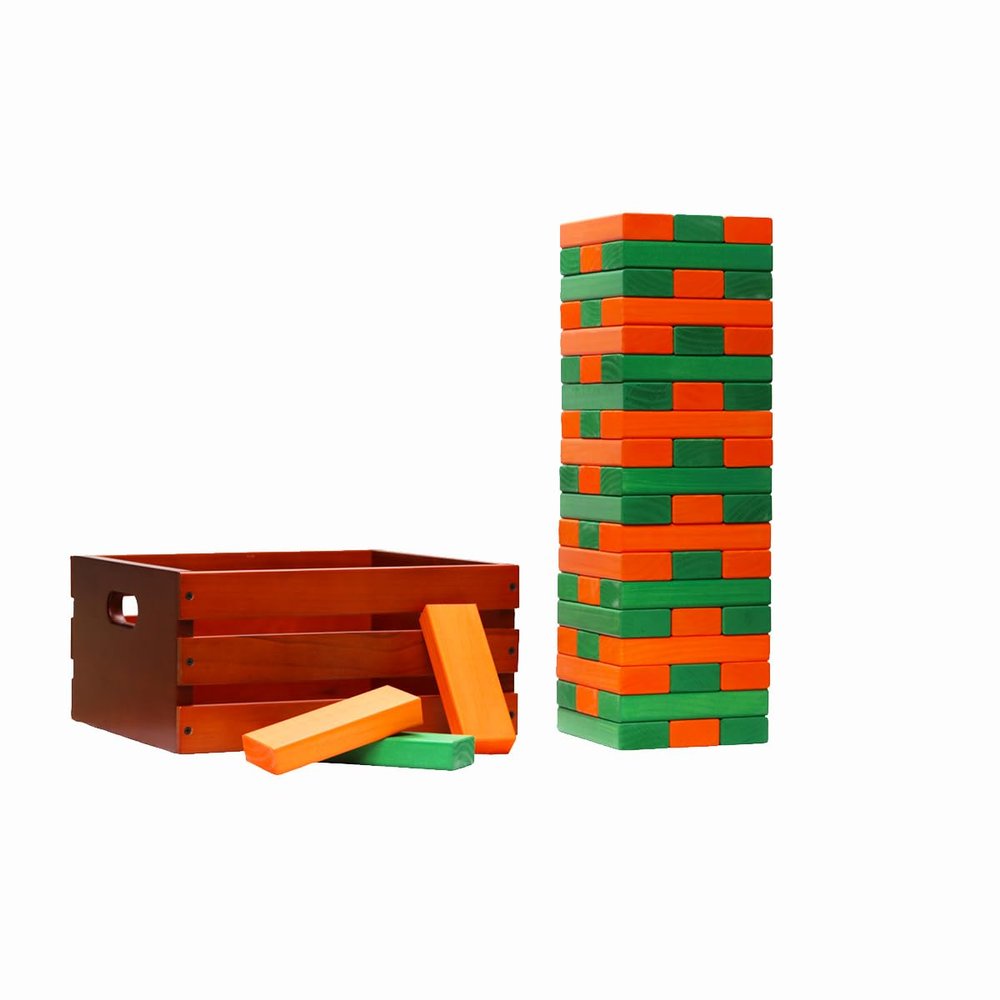 Tailgating Pros Premium Giant Toppling Timbers with Stained Crate Choose Your Team Colors! Jumbo Outdoor Yard Game, Tower Grows to Over 5 Feet! Optional Tipsy Stickers Available!