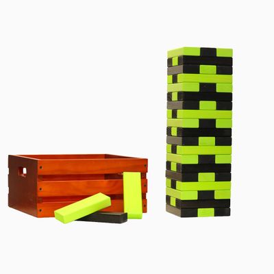 Tailgating Pros Premium Giant Toppling Timbers with Stained Crate  Choose Your Team Colors! Jumbo Outdoor Yard Game, Tower Grows to Over 5 Feet!  Optional Tipsy Stickers Available!