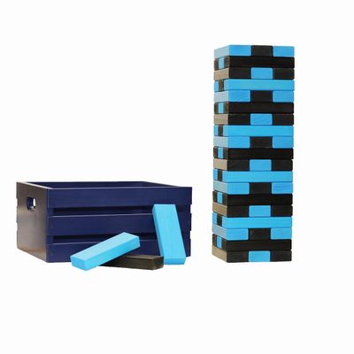 Tailgating Pros Premium Giant Toppling Timbers with Navy Crate  Choose Your Team Colors! Jumbo Outdoor Yard Game, Tower Grows to Over 5 Feet!  Optional Tipsy Stickers Available!