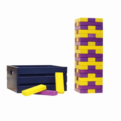 Tailgating Pros Premium Giant Toppling Timbers with Navy Crate  Choose Your Team Colors! Jumbo Outdoor Yard Game, Tower Grows to Over 5 Feet! Optional Tipsy Stickers Available!