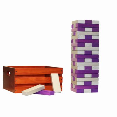 Tailgating Pros Premium Giant Toppling Timbers with Stained Crate  Choose Your Team Colors! Jumbo Outdoor Yard Game, Tower Grows to Over 5 Feet! Optional Tipsy Stickers Available!