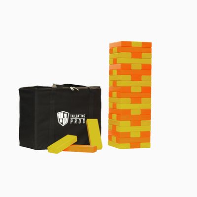 Tailgating Pros Premium Giant Toppling Timbers with Carrying Case Choose Your Team Colors! Jumbo Outdoor Yard Game, Tower Grows to Over 5 Feet!