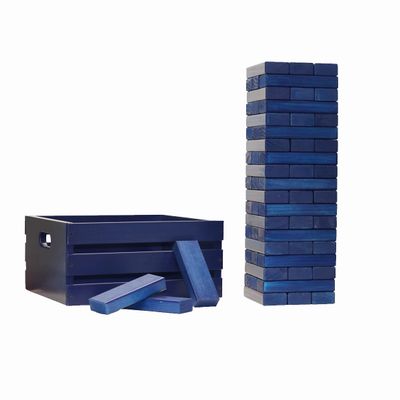 Tailgating Pros Premium Giant Toppling Timbers with Navy Crate  Choose your Team Colors! Jumbo Outdoor Yard Game, Tower Grows to Over 5 Feet! Optional Tipsy Stickers Available!
