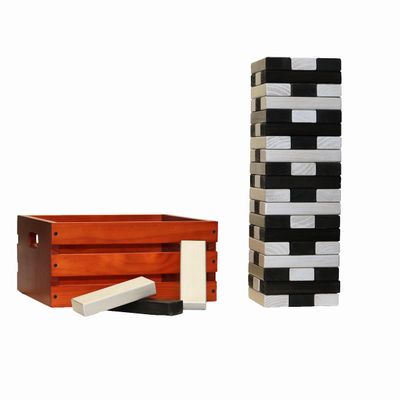 Tailgating Pros Premium Giant Toppling Timbers with Stained Crate  Choose Your Team Colors! Jumbo Outdoor Yard Game, Tower Grows to Over 5 Feet!  Optional Tipsy Stickers Available!