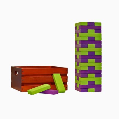 Tailgating Pros Premium Giant Toppling Timbers with Stained Crate  Choose Your Team Colors! Jumbo Outdoor Yard Game, Tower Grows to Over 5 Feet!  Optional Tipsy Stickers Available!