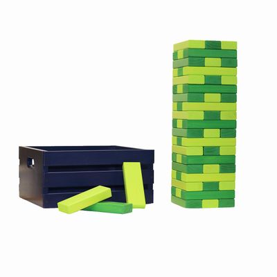 Tailgating Pros Premium Giant Toppling Timbers with Navy Crate  Choose Your Team Colors! Jumbo Outdoor Yard Game, Tower Grows to Over 5 Feet!  Optional Tipsy Stickers Available!