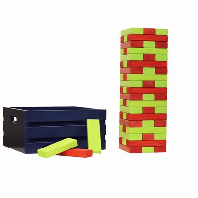 Tailgating Pros Premium Giant Toppling Timbers with Navy Crate  Choose Your Team Colors! Jumbo Outdoor Yard Game, Tower Grows to Over 5 Feet! Optional Tipsy Stickers Available!