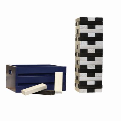 Tailgating Pros Premium Giant Toppling Timbers with Navy Crate  Choose Your Team Colors! Jumbo Outdoor Yard Game, Tower Grows to Over 5 Feet!  Optional Tipsy Stickers Available!