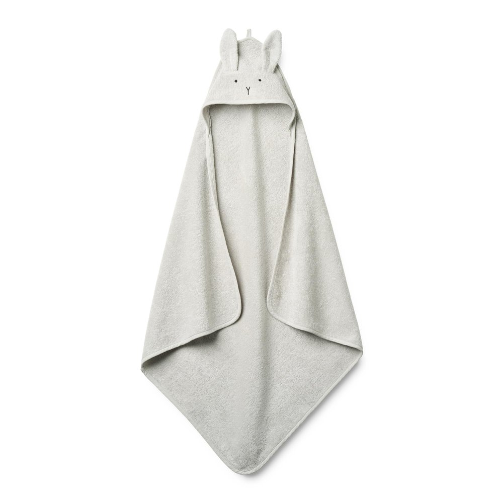 Huxie Baby Hooded Towel Organic Cotton Baby Bath Towels Baby Towels, Baby Bath Towels for Baby Boy, Baby Girl, 32" x 32" Super-Soft and Absorbent Baby Towels for Newborn (Rabbit - Pearl Grey)