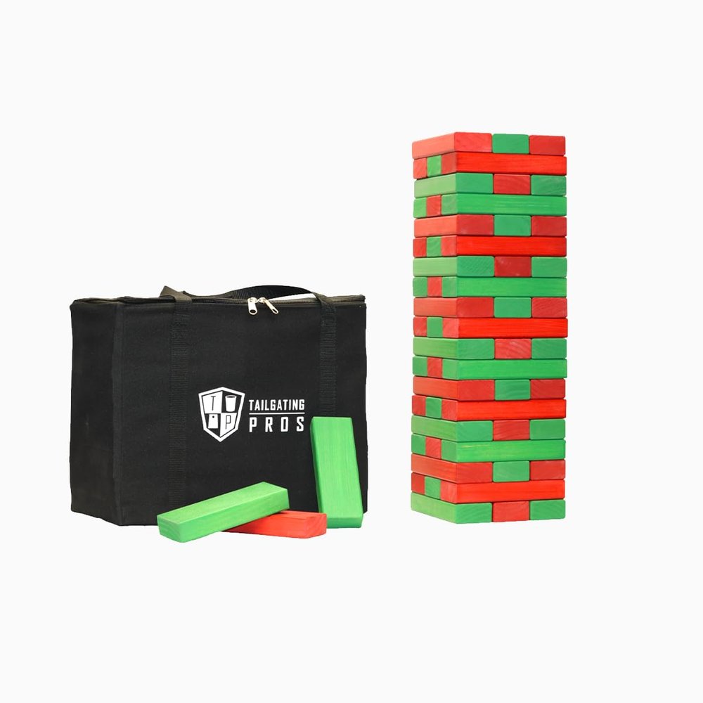 Tailgating Pros Premium Giant Toppling Timbers with Carrying Case Choose Your Team Colors! Jumbo Outdoor Yard Game, Tower Grows to Over 5 Feet!