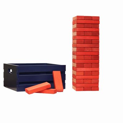Tailgating Pros Premium Giant Toppling Timbers with Navy Crate  Choose Your Team Colors! Jumbo Outdoor Yard Game, Tower Grows to Over 5 Feet!  Optional Tipsy Stickers Available!