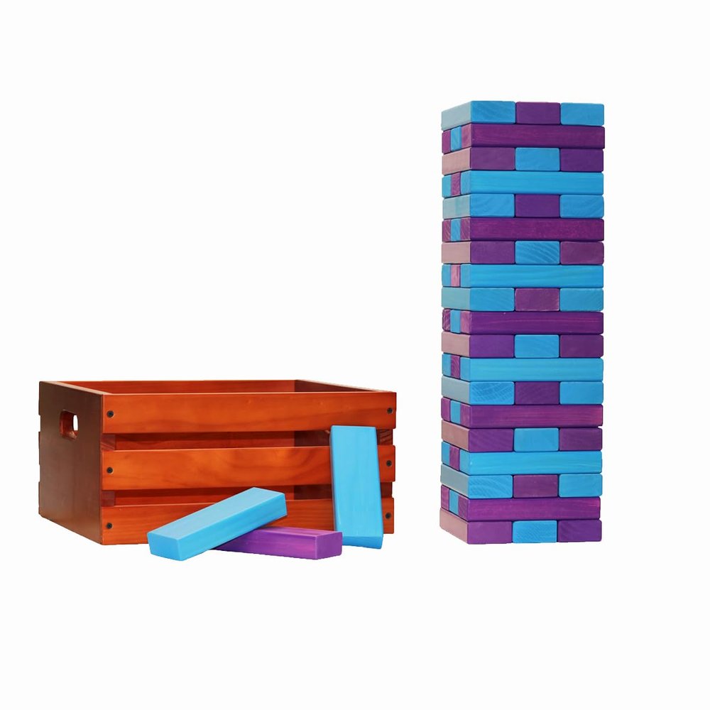 Tailgating Pros Premium Giant Toppling Timbers with Stained Crate Choose Your Team Colors! Jumbo Outdoor Yard Game, Tower Grows to Over 5 Feet! Optional Tipsy Stickers Available!