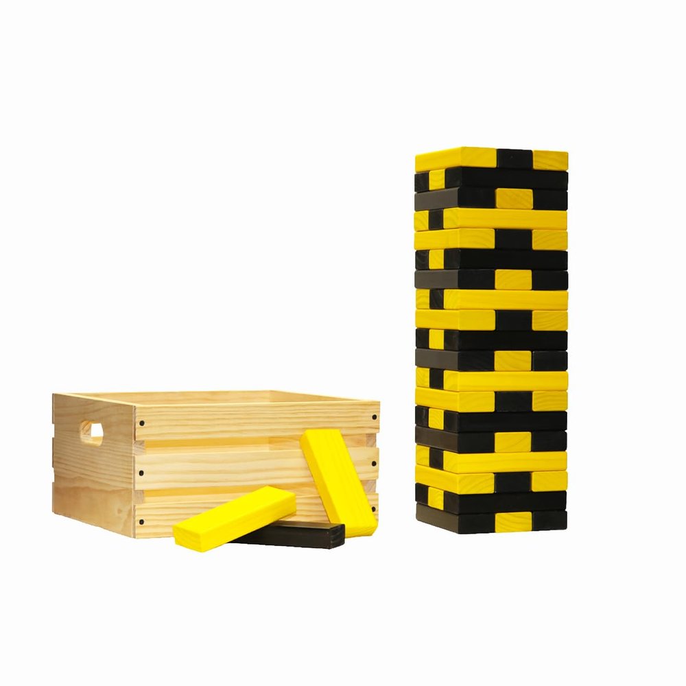 Tailgating Pros Premium Giant Toppling Timbers with Wooden Crate Choose Your Team Colors! Jumbo Outdoor Yard Game, Tower Grows to Over 5 Feet! Optional Tipsy Stickers Available!