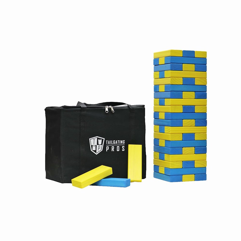 Tailgating Pros Premium Giant Toppling Timbers with Carrying Case  Choose Your Team Colors! Jumbo Outdoor Yard Game, Tower Grows to Over 5 Feet!