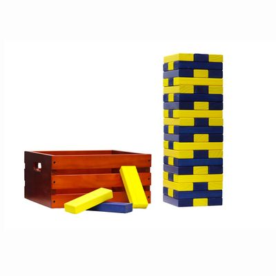 Tailgating Pros Premium Giant Toppling Timbers with Stained Crate  Choose Your Team Colors! Jumbo Outdoor Yard Game, Tower Grows to Over 5 Feet! Optional Tipsy Stickers Available!