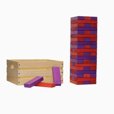 Tailgating Pros Premium Giant Toppling Timbers with Wooden Crate  Choose Your Team Colors! Jumbo Outdoor Yard Game, Tower Grows to Over 5 Feet!  Optional Tipsy Stickers Available!