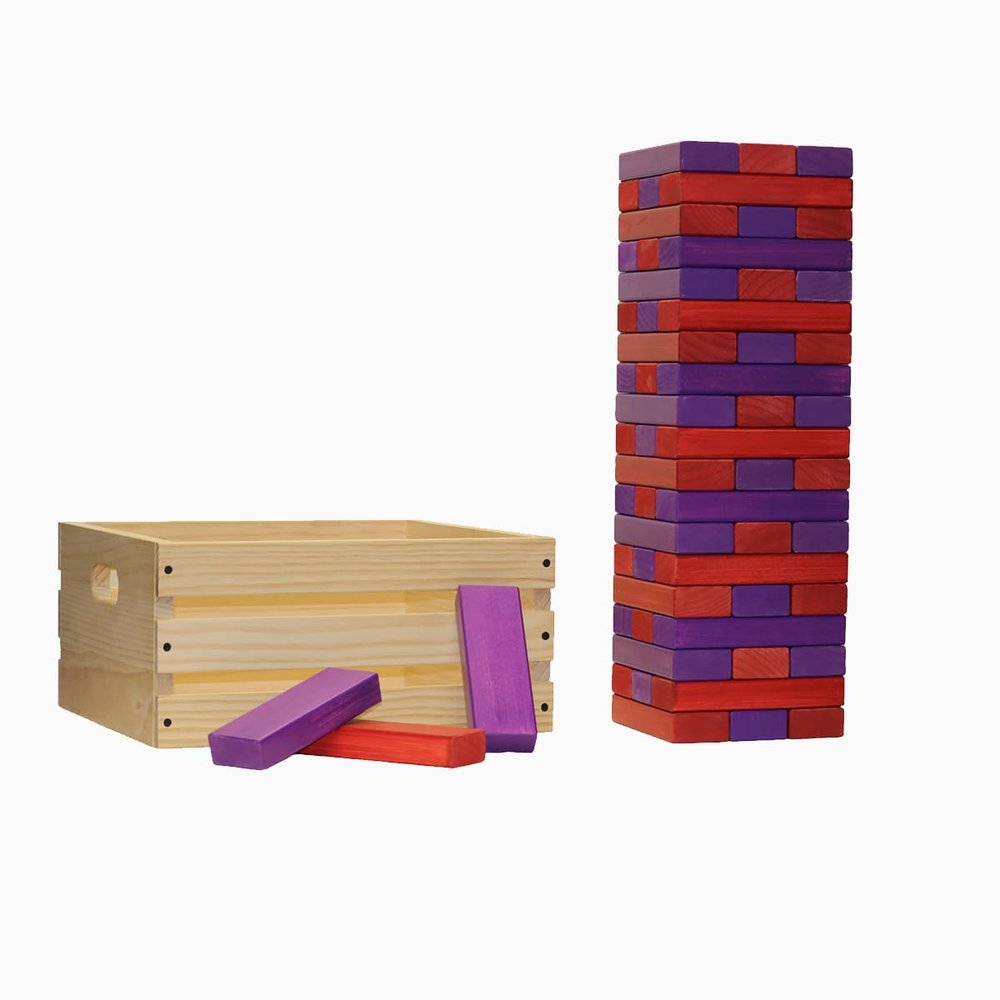Tailgating Pros Premium Giant Toppling Timbers with Wooden Crate  Choose Your Team Colors! Jumbo Outdoor Yard Game, Tower Grows to Over 5 Feet!  Optional Tipsy Stickers Available!