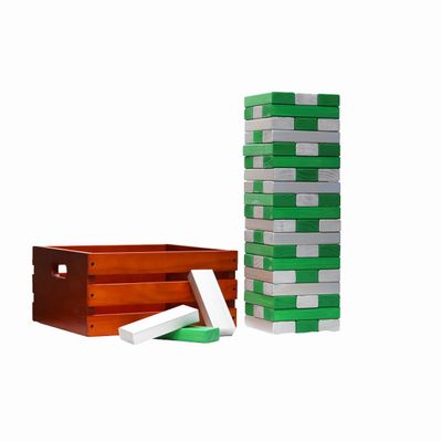 Tailgating Pros Premium Giant Toppling Timbers with Stained Crate  Choose Your Team Colors! Jumbo Outdoor Yard Game, Tower Grows to Over 5 Feet! Optional Tipsy Stickers Available!