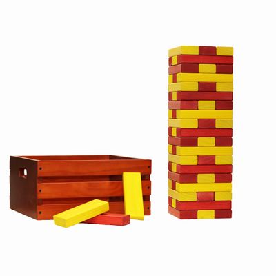 Tailgating Pros Premium Giant Toppling Timbers with Stained Crate  Choose Your Team Colors! Jumbo Outdoor Yard Game, Tower Grows to Over 5 Feet! Optional Tipsy Stickers Available!