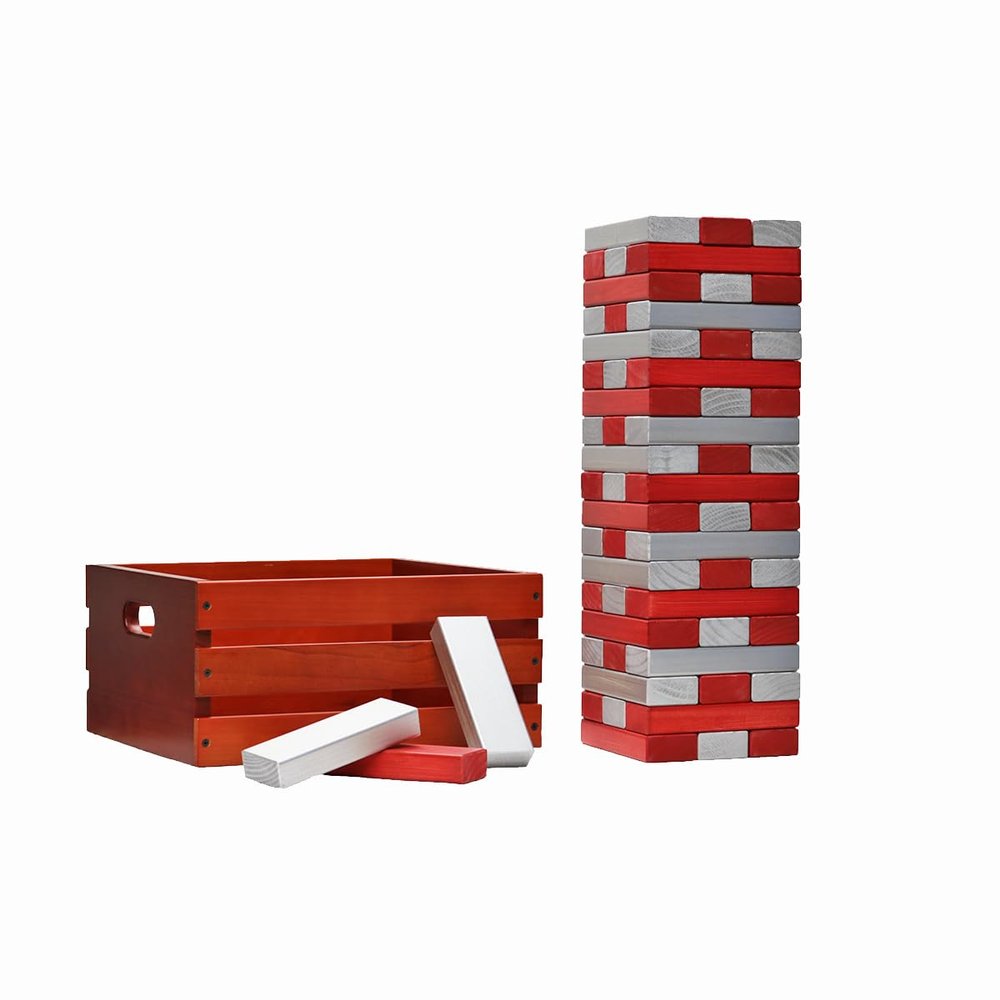 Tailgating Pros Premium Giant Toppling Timbers with Stained Crate Choose Your Team Colors! Jumbo Outdoor Yard Game, Tower Grows to Over 5 Feet! Optional Tipsy Stickers Available!
