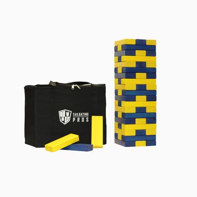 Tailgating Pros Premium Giant Toppling Timbers with Carrying Case Choose Your Team Colors! Jumbo Outdoor Yard Game, Tower Grows to Over 5 Feet!
