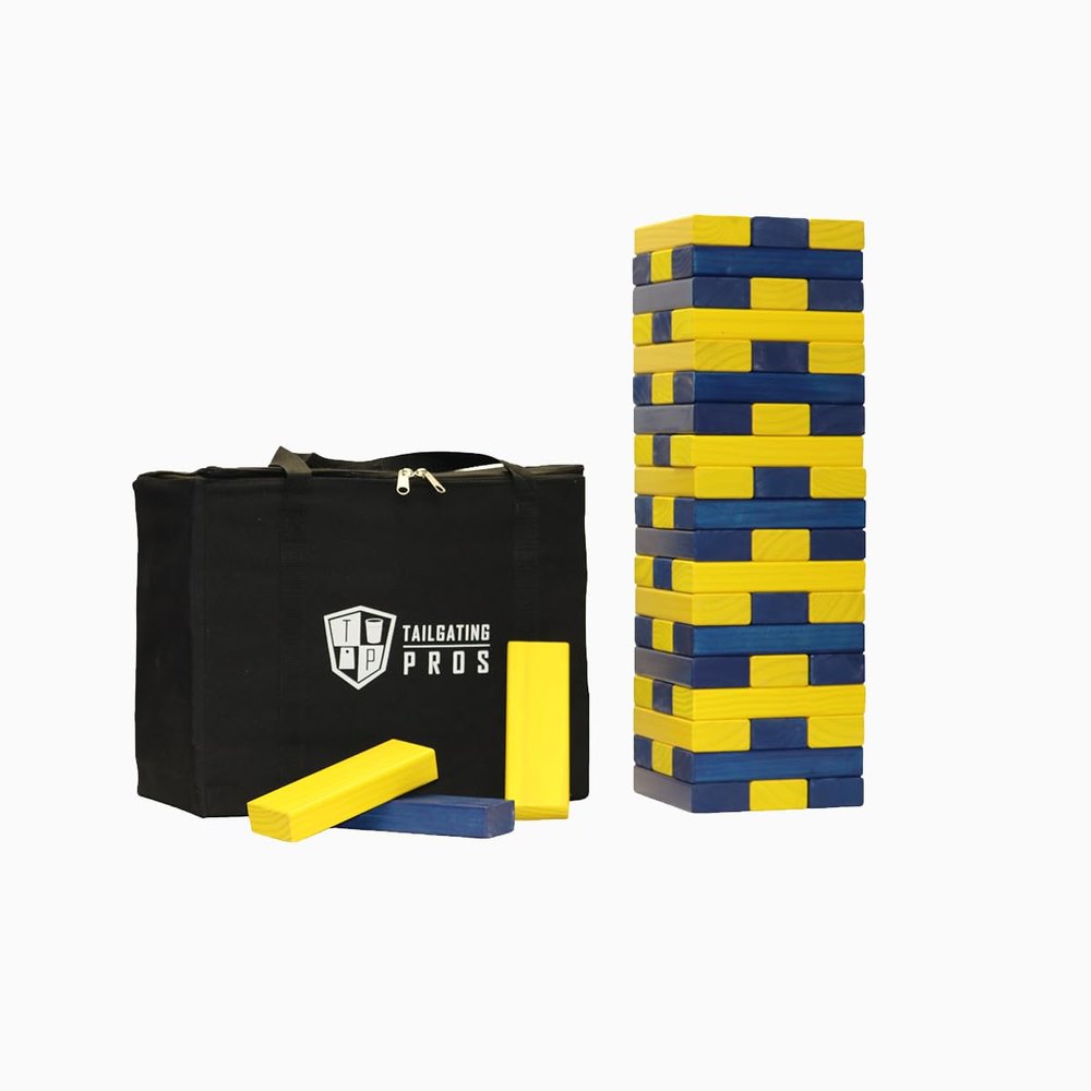 Tailgating Pros Premium Giant Toppling Timbers with Carrying Case Choose Your Team Colors! Jumbo Outdoor Yard Game, Tower Grows to Over 5 Feet!