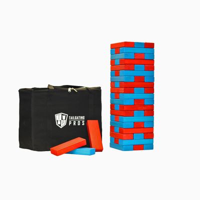 Tailgating Pros Premium Giant Toppling Timbers with Carrying Case Choose Your Team Colors! Jumbo Outdoor Yard Game, Tower Grows to Over 5 Feet!