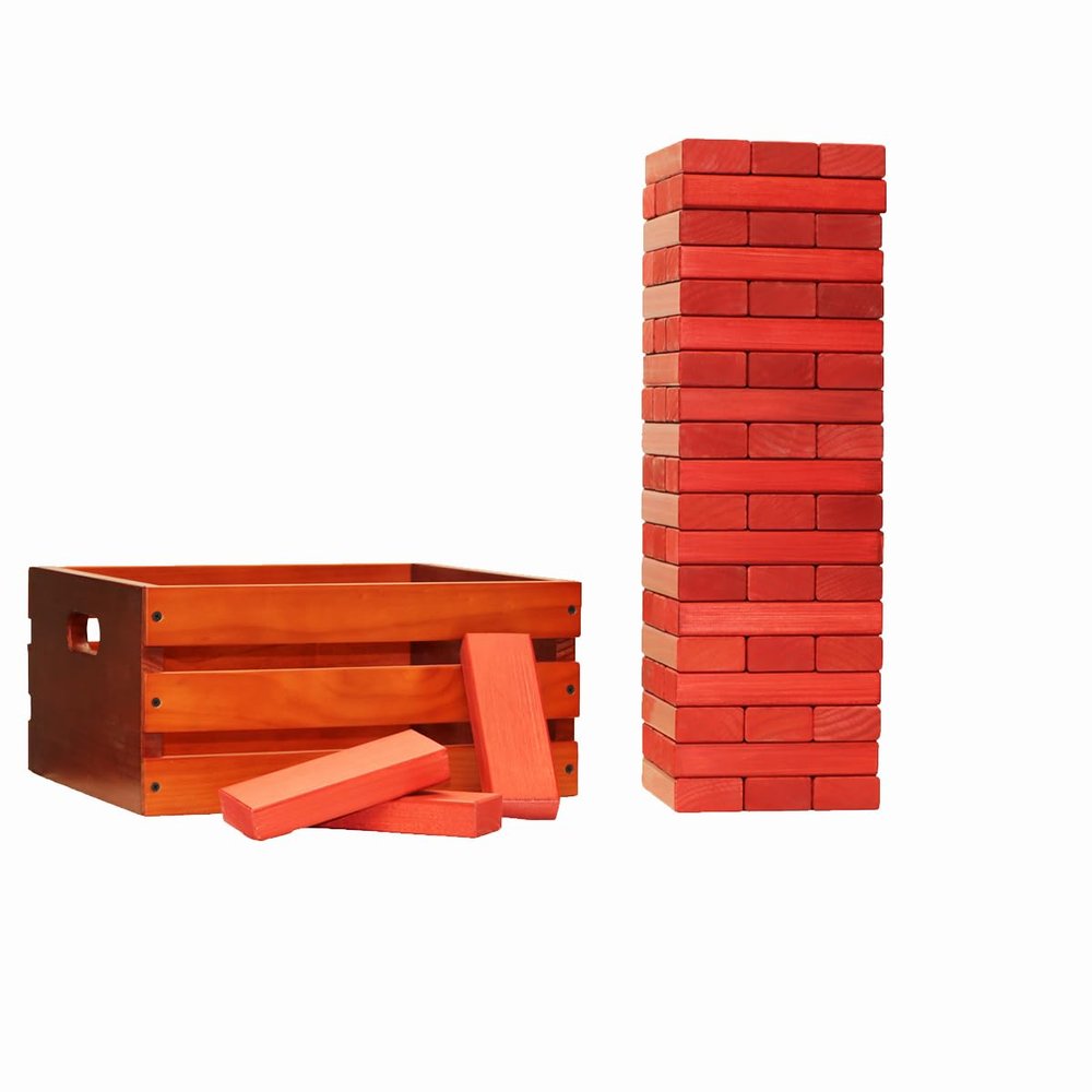 Tailgating Pros Premium Giant Toppling Timbers with Stained Crate  Choose Your Team Colors! Jumbo Outdoor Yard Game, Tower Grows to Over 5 Feet! Optional Tipsy Stickers Available!