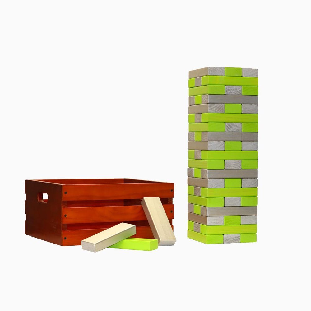 Tailgating Pros Premium Giant Toppling Timbers with Stained Crate Choose Your Team Colors! Jumbo Outdoor Yard Game, Tower Grows to Over 5 Feet! Optional Tipsy Stickers Available!