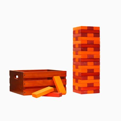Tailgating Pros Premium Giant Toppling Timbers with Stained Crate  Choose Your Team Colors! Jumbo Outdoor Yard Game, Tower Grows to Over 5 Feet!  Optional Tipsy Stickers Available!