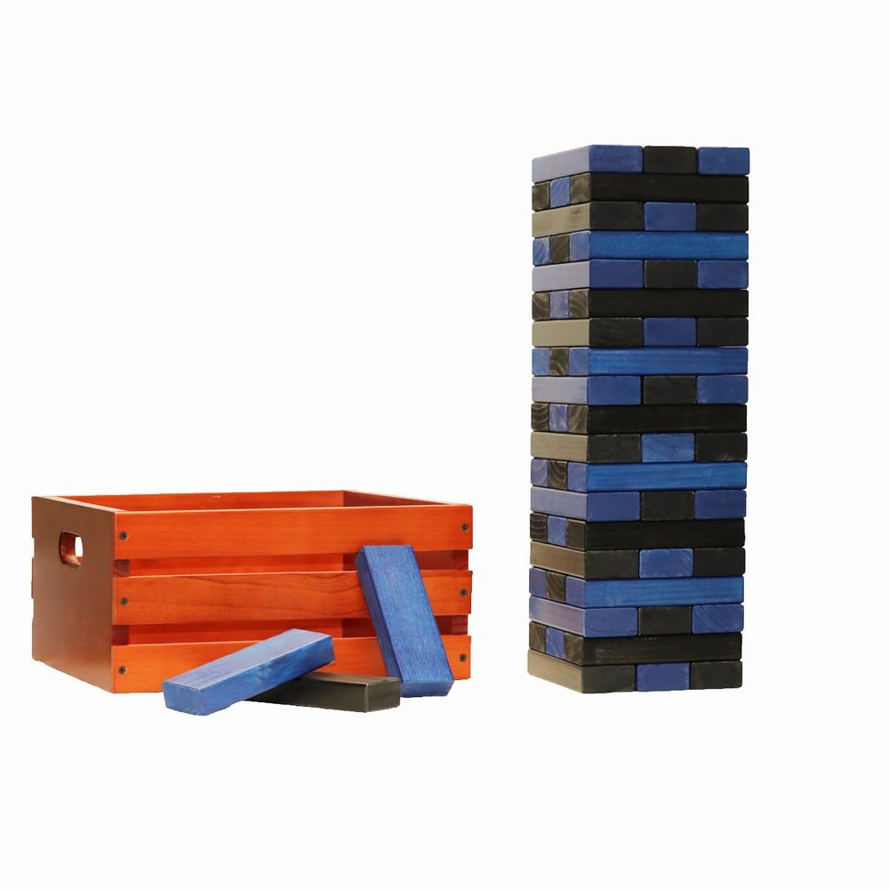 Tailgating Pros Premium Giant Toppling Timbers with Stained Crate Choose Your Team Colors! Jumbo Outdoor Yard Game, Tower Grows to Over 5 Feet! Optional Tipsy Stickers Available!