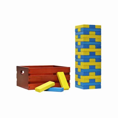 Tailgating Pros Premium Giant Toppling Timbers with Stained Crate  Choose Your Team Colors! Jumbo Outdoor Yard Game, Tower Grows to Over 5 Feet! Optional Tipsy Stickers Available!