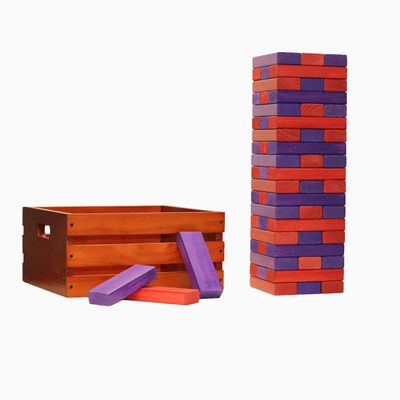 Tailgating Pros Premium Giant Toppling Timbers with Stained Crate  Choose Your Team Colors! Jumbo Outdoor Yard Game, Tower Grows to Over 5 Feet! Optional Tipsy Stickers Available!