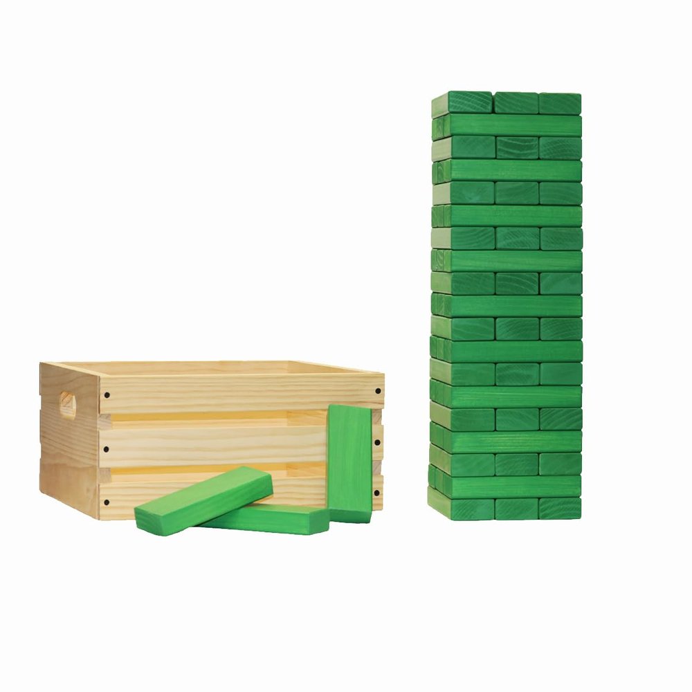 Tailgating Pros Premium Giant Toppling Timbers with Wooden Crate Choose Your Team Colors! Jumbo Outdoor Yard Game, Tower Grows to Over 5 Feet! Optional Tipsy Stickers Available!