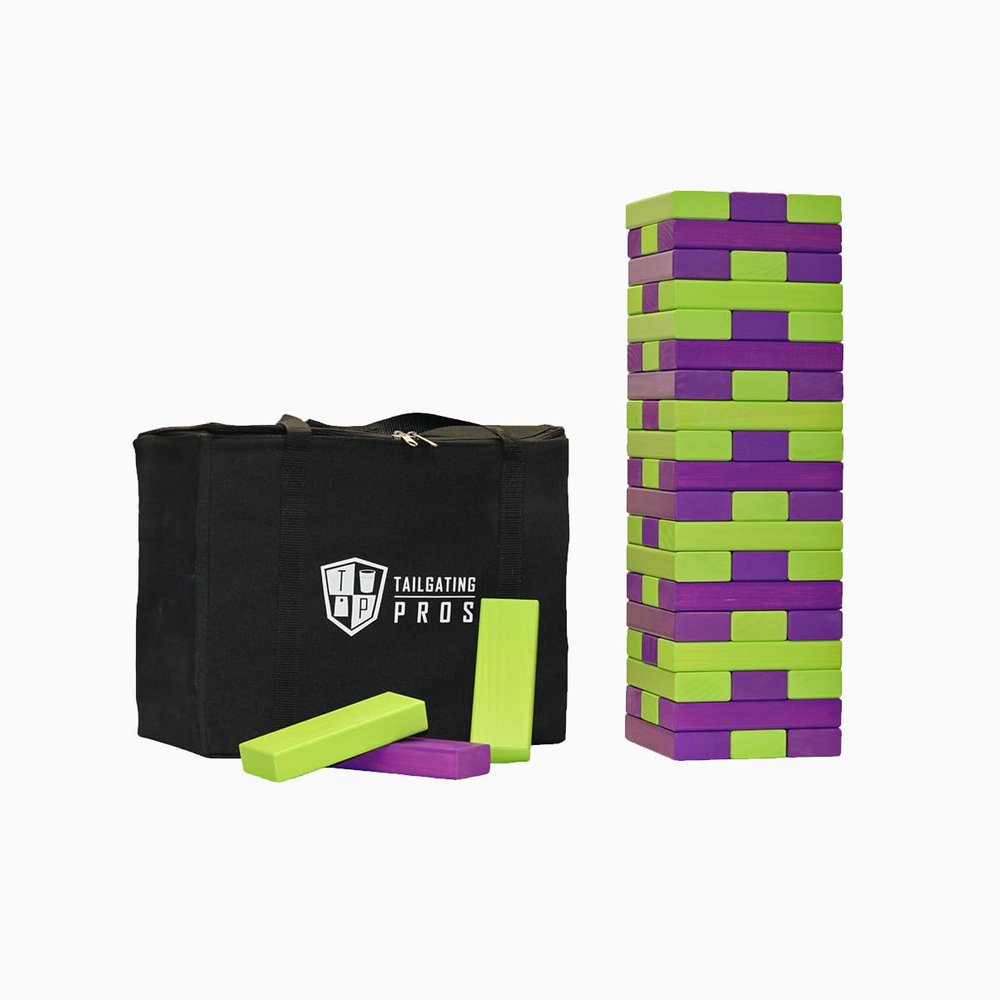 Tailgating Pros Premium Giant Toppling Timbers with Carrying Case Choose Your Team Colors! Jumbo Outdoor Yard Game, Tower Grows to Over 5 Feet!