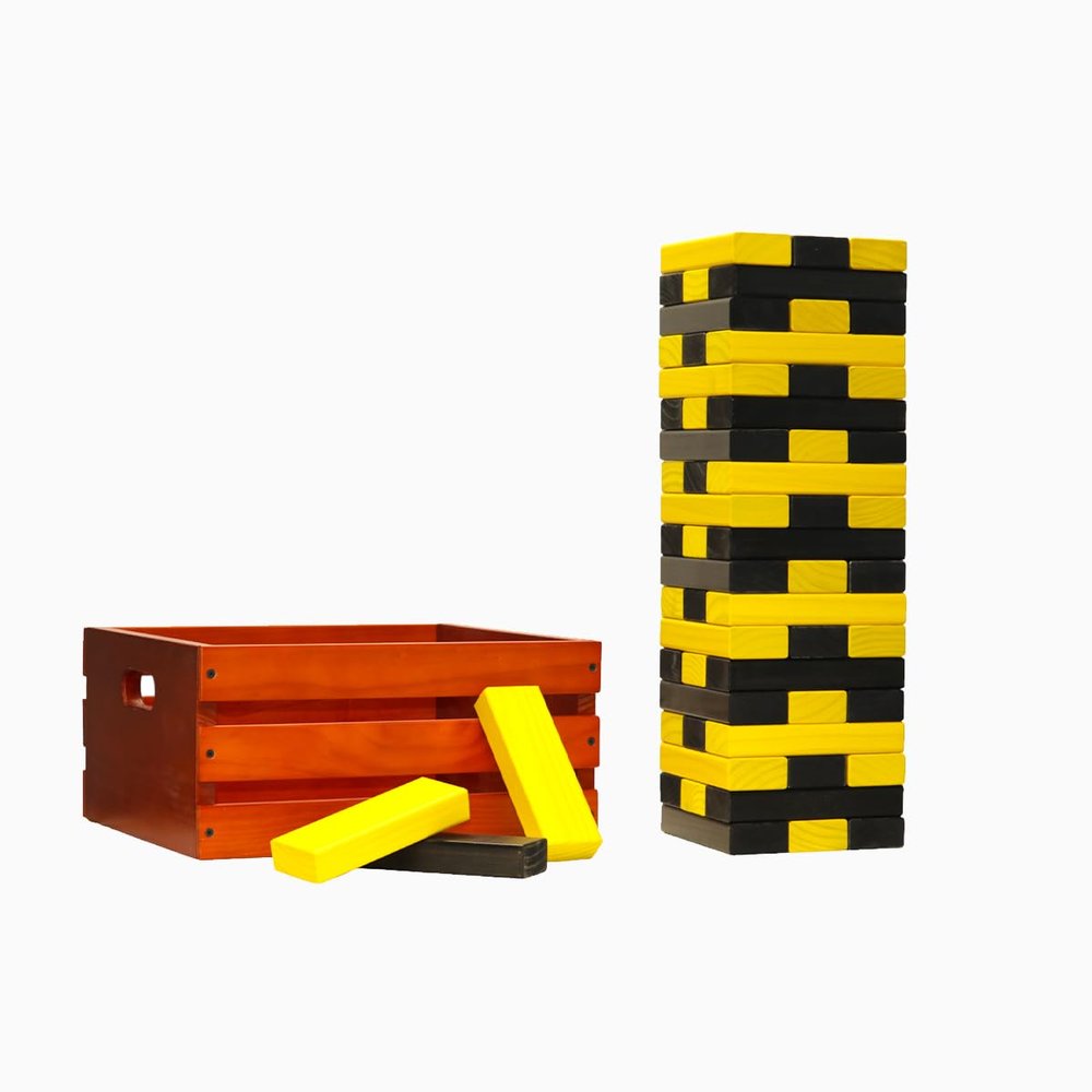 Tailgating Pros Premium Giant Toppling Timbers with Stained Crate  Choose Your Team Colors! Jumbo Outdoor Yard Game, Tower Grows to Over 5 Feet!  Optional Tipsy Stickers Available!