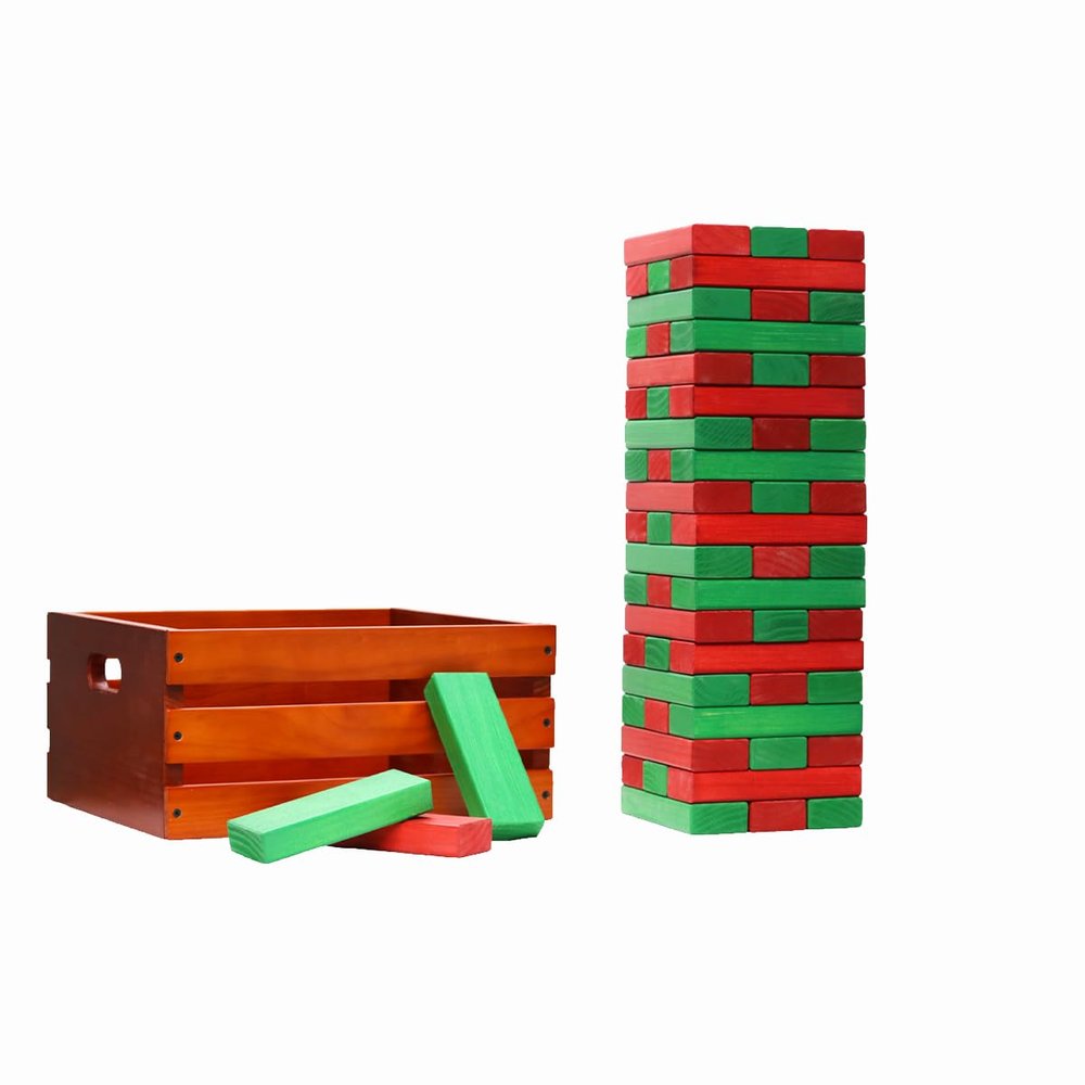 Tailgating Pros Premium Giant Toppling Timbers with Stained Crate Choose Your Team Colors! Jumbo Outdoor Yard Game, Tower Grows to Over 5 Feet! Optional Tipsy Stickers Available!
