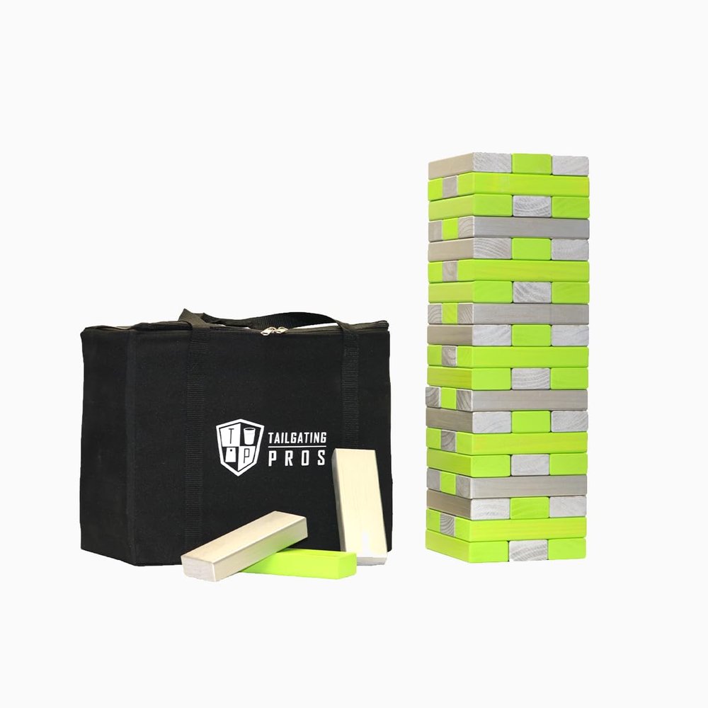 Tailgating Pros Premium Giant Toppling Timbers with Carrying Case Choose Your Team Colors! Jumbo Outdoor Yard Game, Tower Grows to Over 5 Feet!