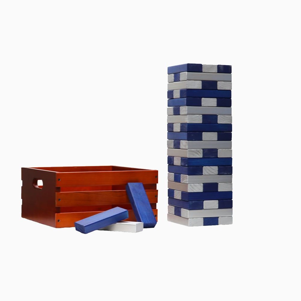 Tailgating Pros Premium Giant Toppling Timbers with Stained Crate Choose Your Team Colors! Jumbo Outdoor Yard Game, Tower Grows to Over 5 Feet! Optional Tipsy Stickers Available!