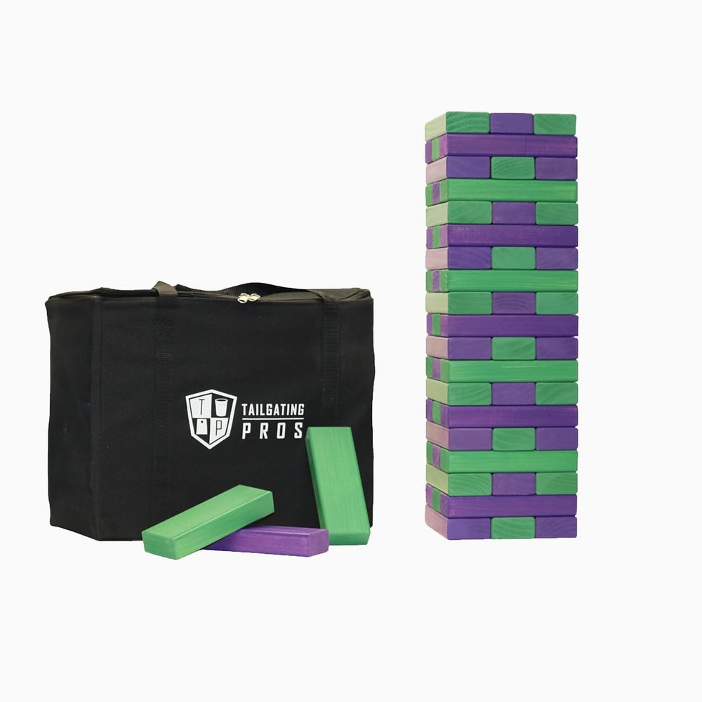Tailgating Pros Premium Giant Toppling Timbers with Carrying Case Choose Your Team Colors! Jumbo Outdoor Yard Game, Tower Grows to Over 5 Feet!