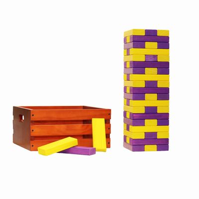 Tailgating Pros Premium Giant Toppling Timbers with Stained Crate  Choose Your Team Colors! Jumbo Outdoor Yard Game, Tower Grows to Over 5 Feet! Optional Tipsy Stickers Available!