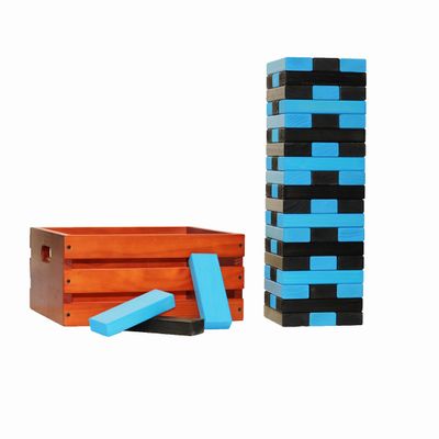 Tailgating Pros Premium Giant Toppling Timbers with Stained Crate  Choose Your Team Colors! Jumbo Outdoor Yard Game, Tower Grows to Over 5 Feet!  Optional Tipsy Stickers Available!