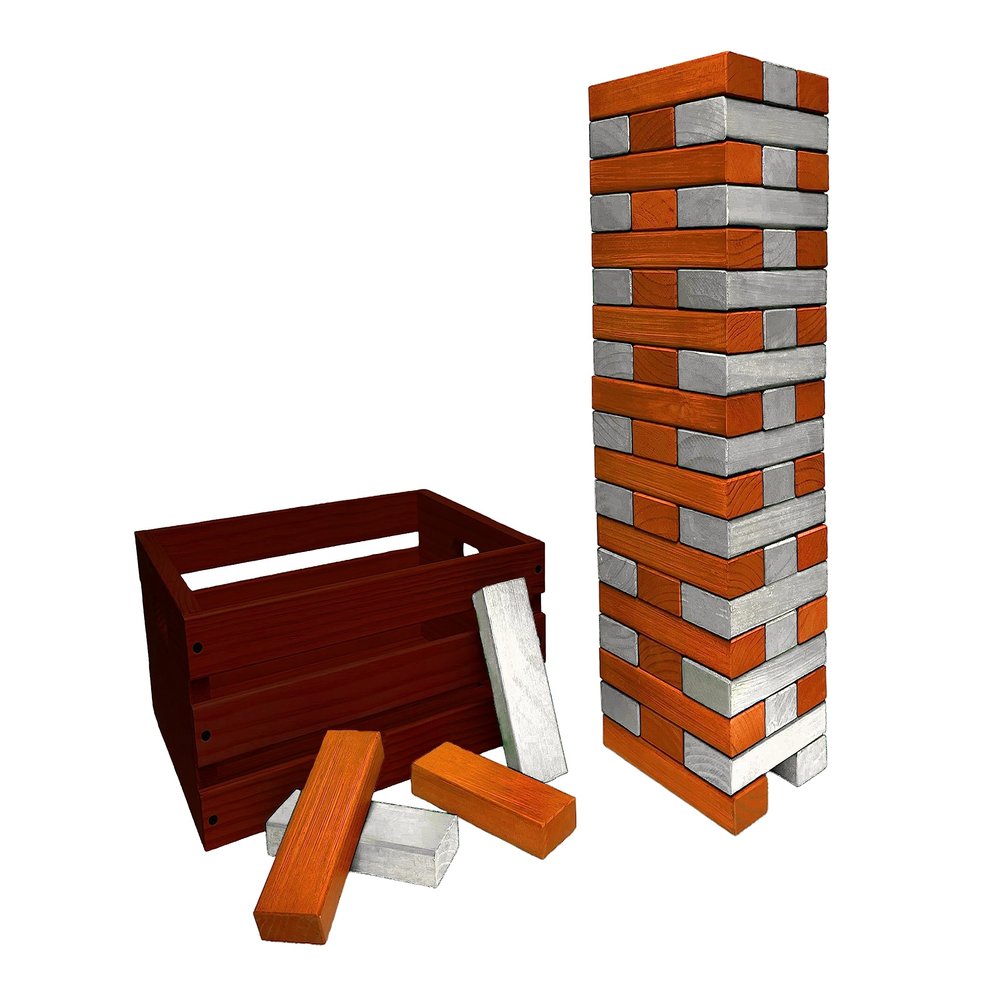 Tailgating Pros Premium Giant Toppling Timbers with Stained Crate Choose Your Team Colors! Jumbo Outdoor Yard Game, Tower Grows to Over 5 Feet! Optional Tipsy Stickers Available!