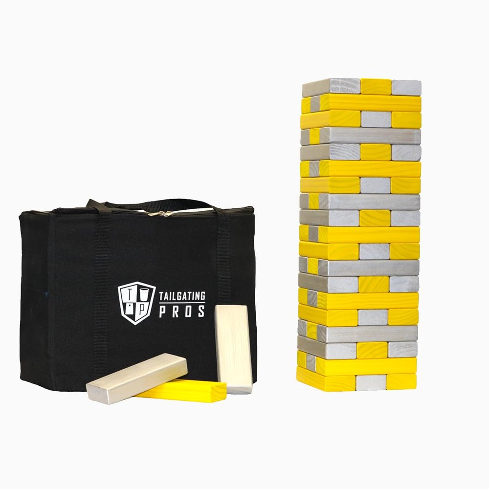 Tailgating Pros Premium Giant Toppling Timbers with Carrying Case Choose Your Team Colors! Jumbo Outdoor Yard Game, Tower Grows to Over 5 Feet!